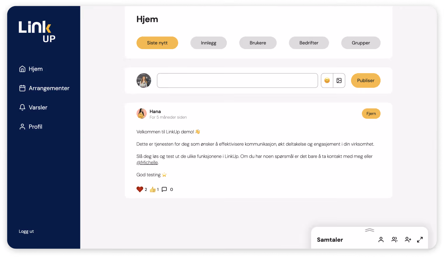 Screenshot of the LinkUp Network product