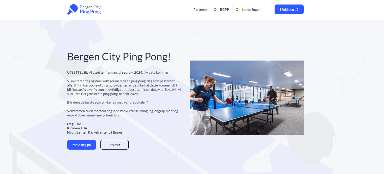 Skjermbilde fra prosjektet Bergen City Ping Pong