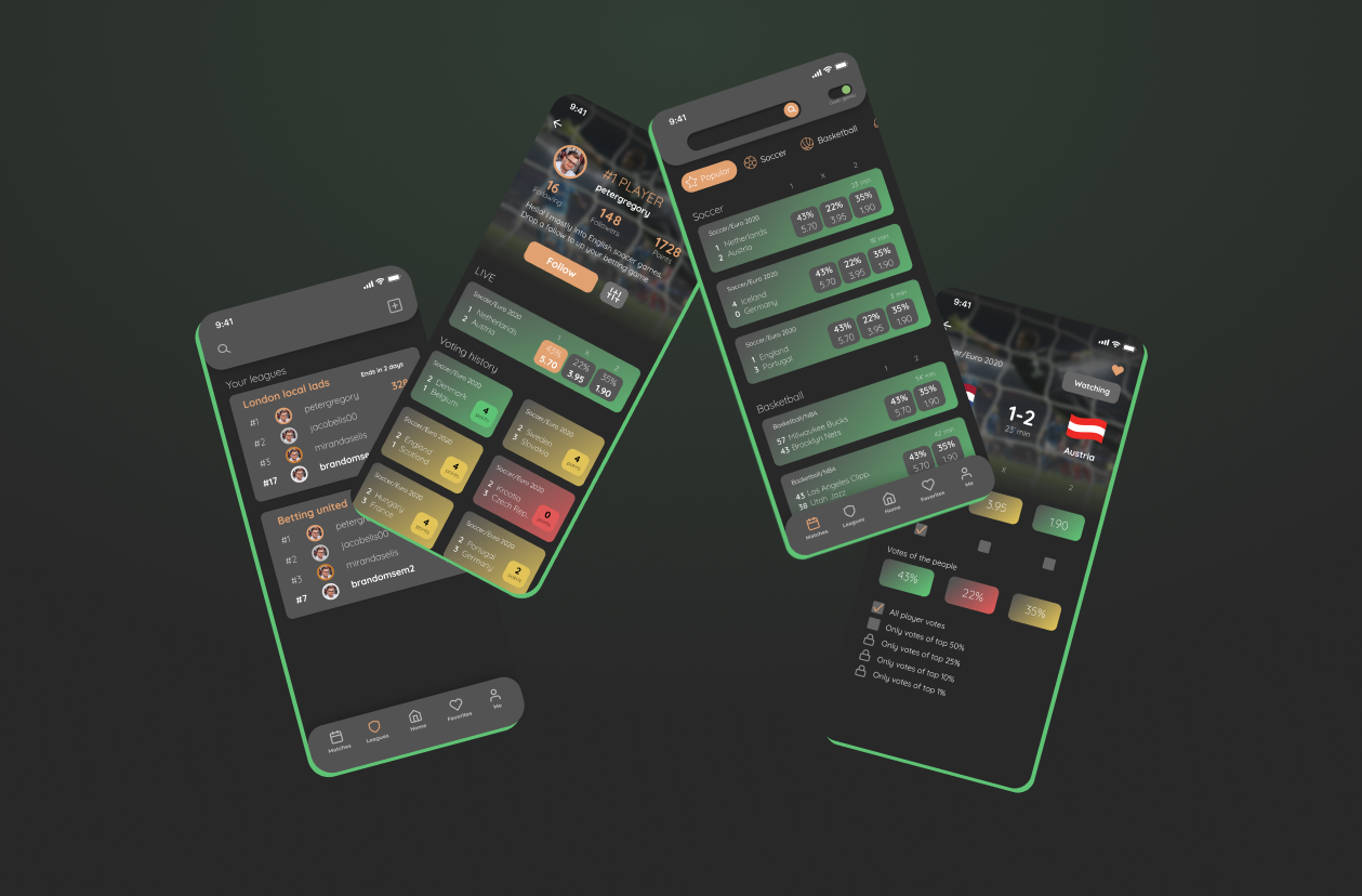Skjermbilde fra prosjektet BetSupLive - live sportsdata