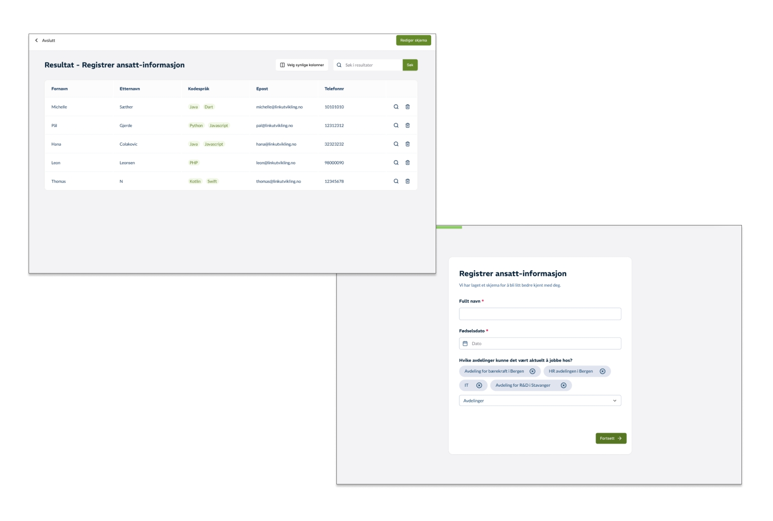 Skjermbilde fra prosjektet eHub Identum by Visma