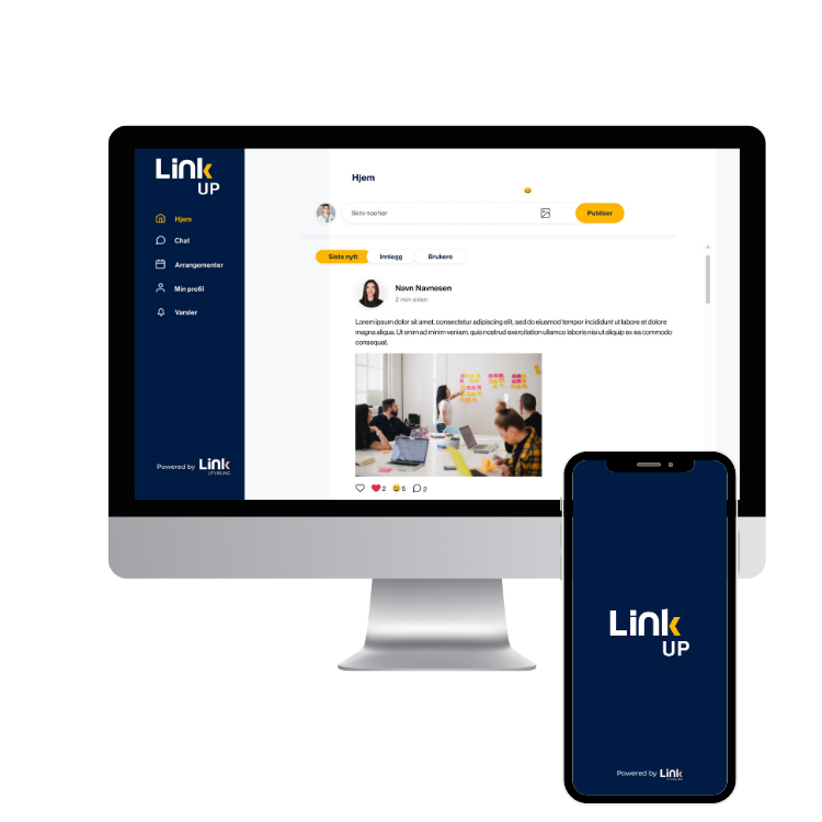 Skjermbilde fra prosjektet LinkUp - Nettverksappen for nettverk og bedrifter