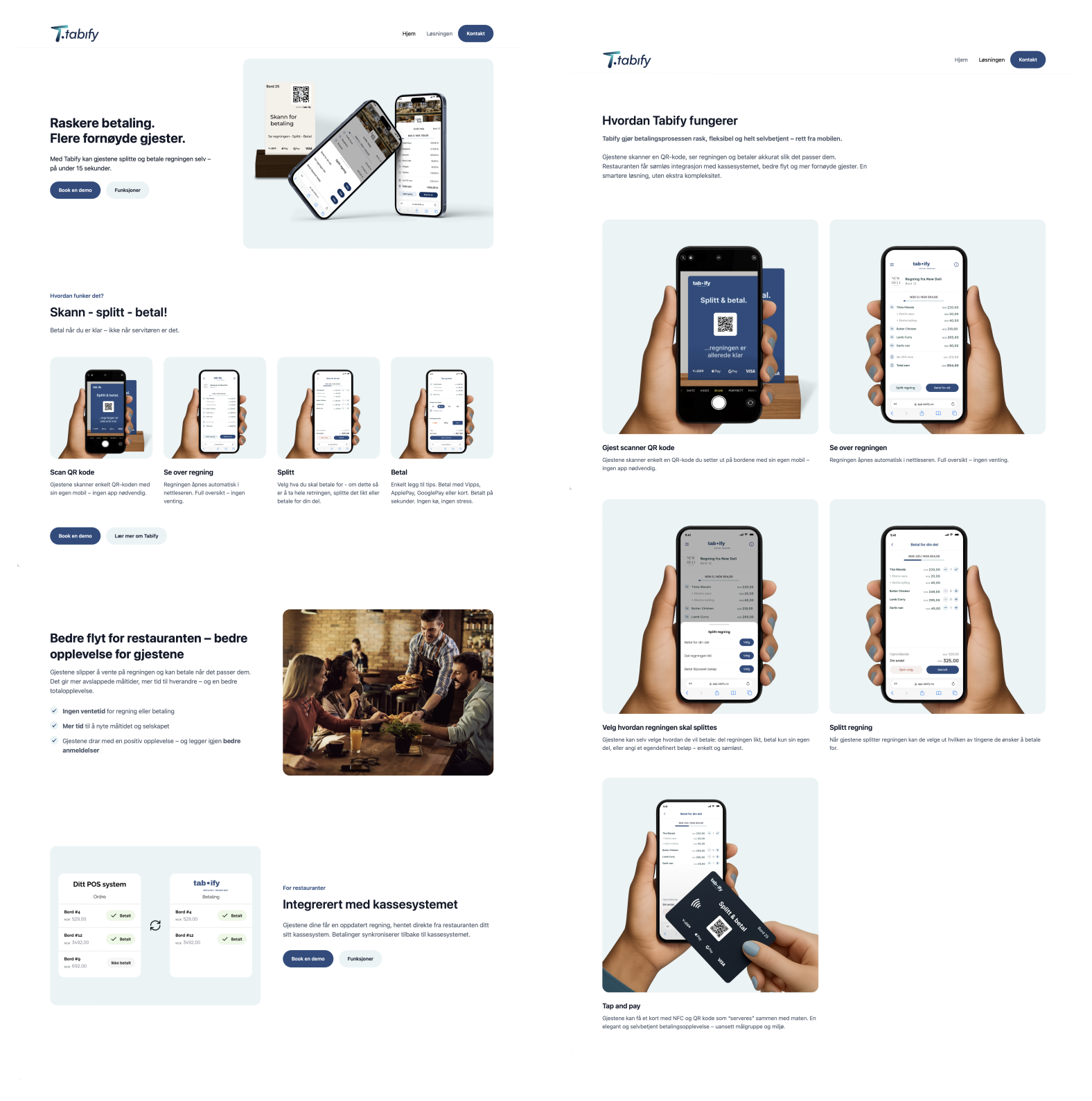 Skjermbilde fra prosjektet Nettside og design for Tabify