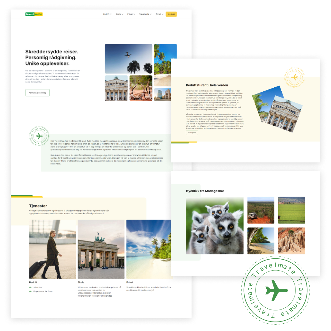 Skjermbilde fra prosjektet Travelmate - nye nettsider