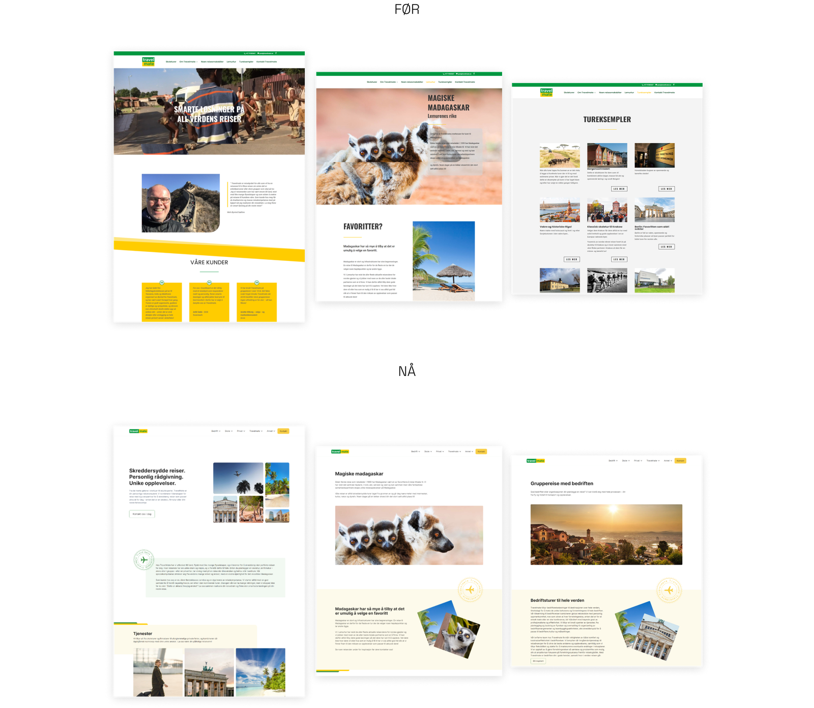 Skjermbilde fra prosjektet Travelmate - nye nettsider